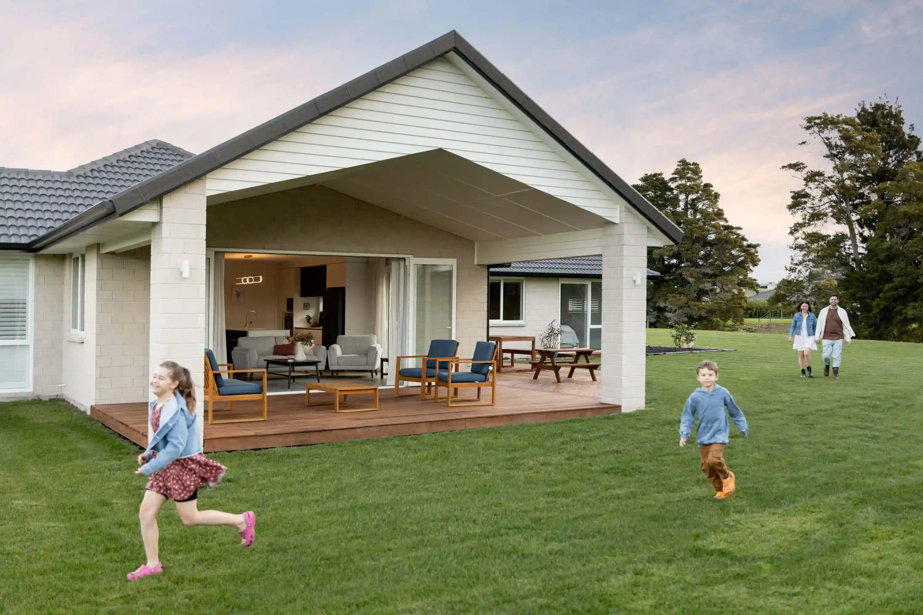 Outdoor living on sunny deck
