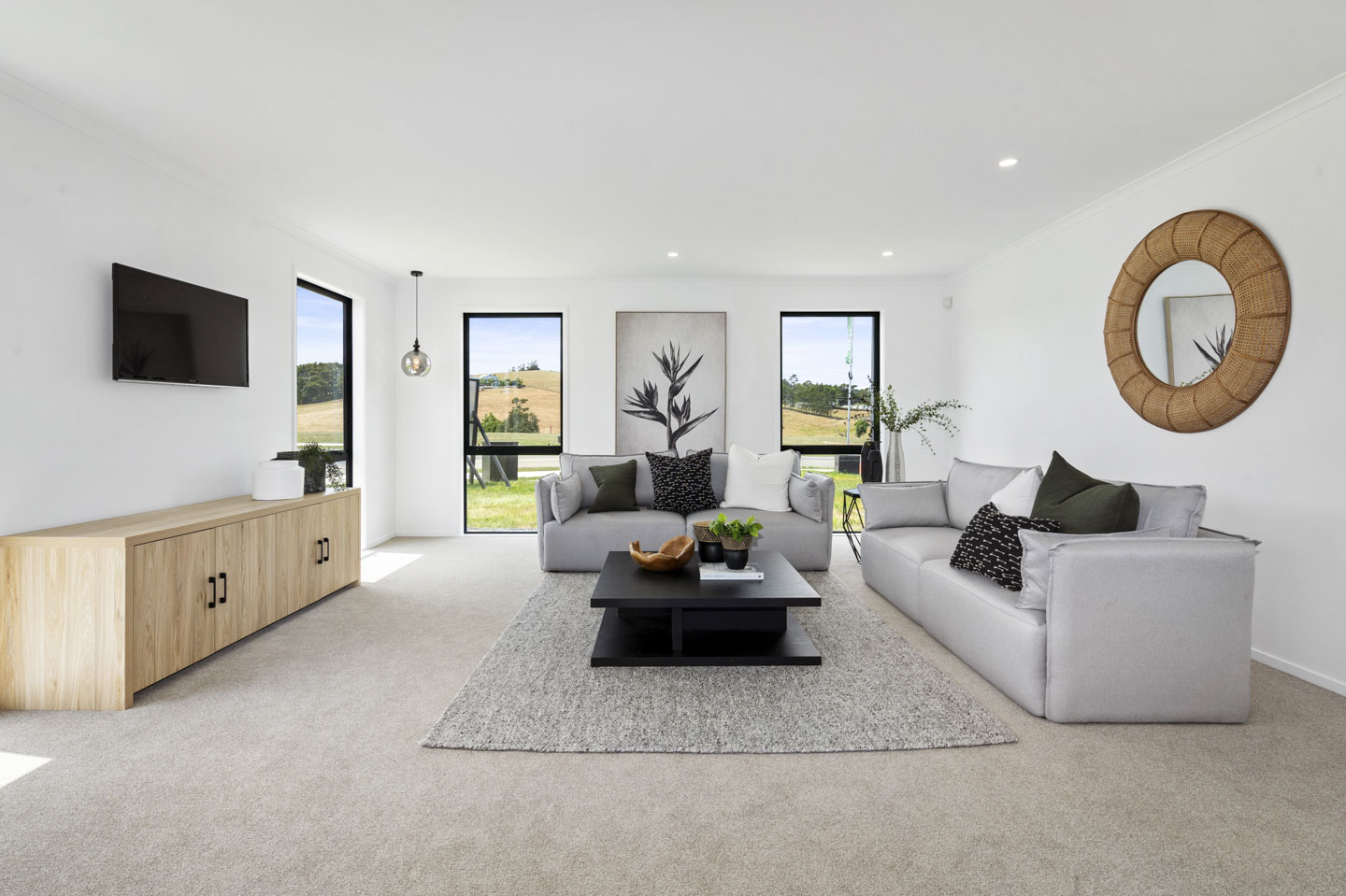 Large living room design Whangarei Showhome Classic Builders